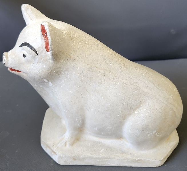 **Late 19th C. PA. Chalkware Pig Form Bank
