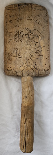 Antq. 1827 Scandinavian Mallet w/Religious Motifs