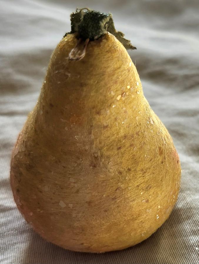 Vintage German Spun Cotton Pear Xmas Ornament