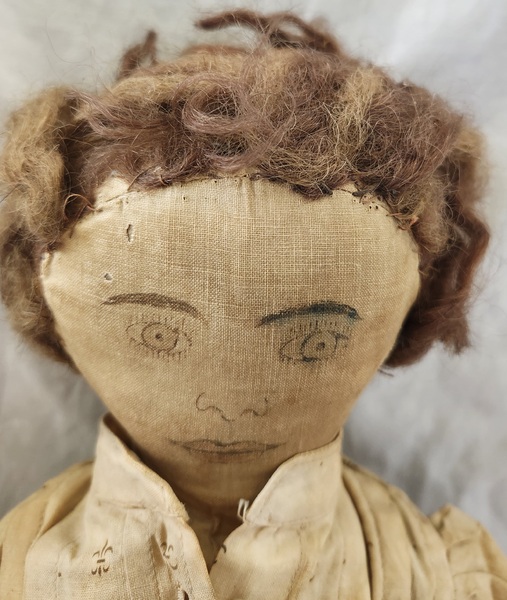 Late 1800's Folk Art Rag Doll-Hand Drawn Face