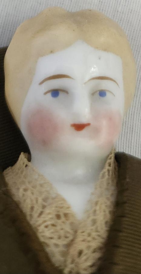 Antique China Head Doll Pen Wipe or Pin Cushion