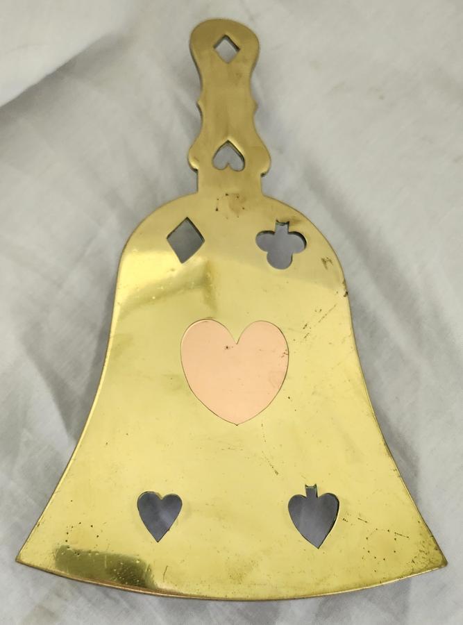 Antique Brass & Copper Trivet w/Playing Card Motif