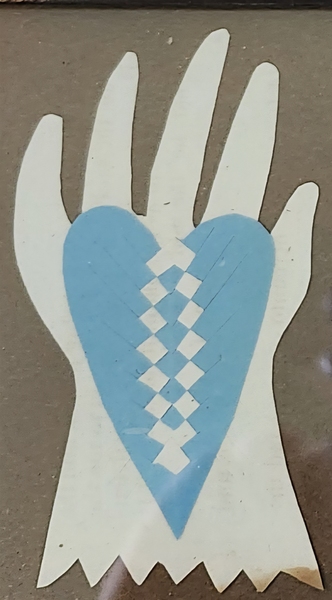 19th C. Folk Art Heart in Hand "A Mothers Gift"