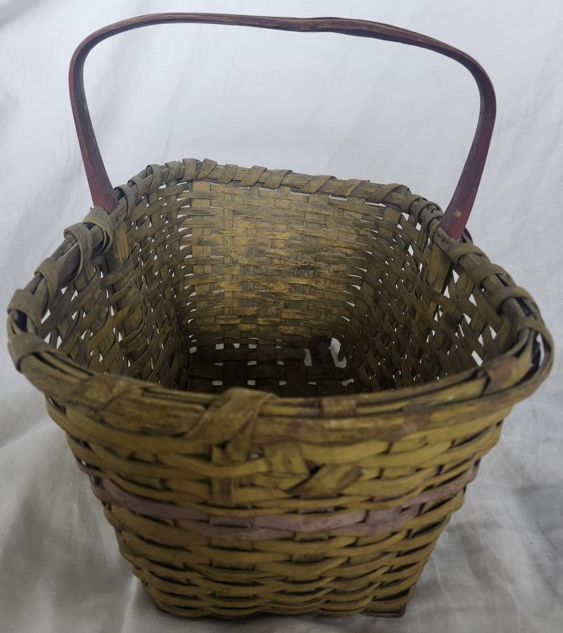 Antique Primitive Basket in Original 3-Color Paint