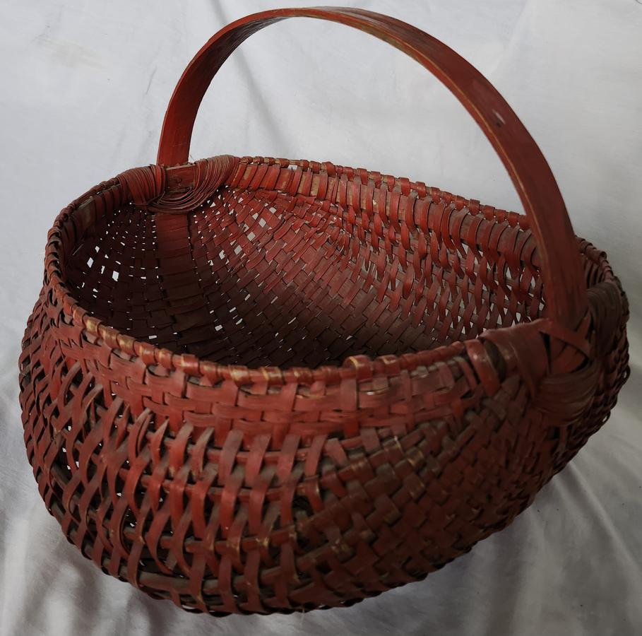 Antique Red Painted Buttocks Basket-Ex Hawkins