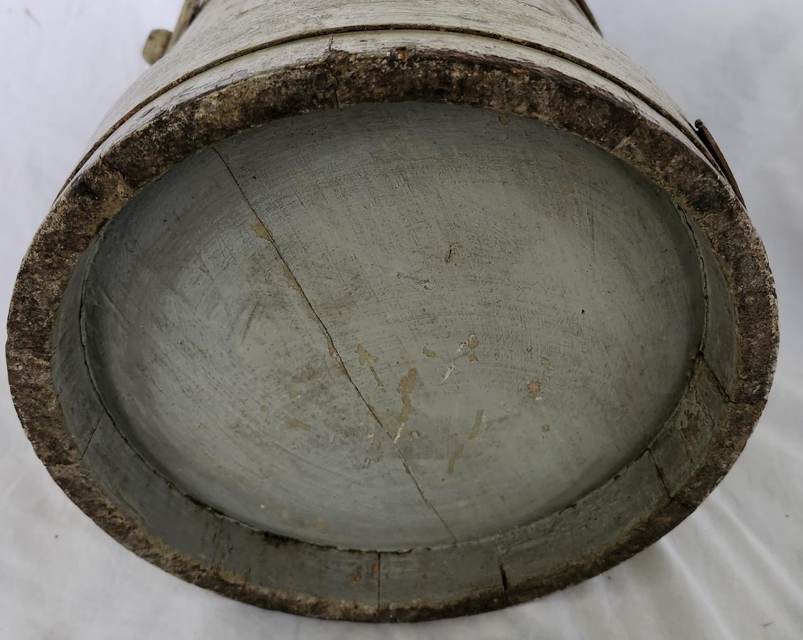 Antique Primitive Firkin in Old Putty Gray Paint