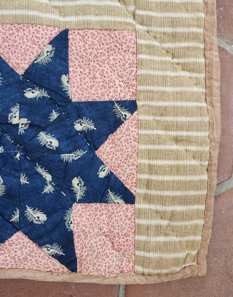 Antique Star Crib Quilt in Great Early Fabrics