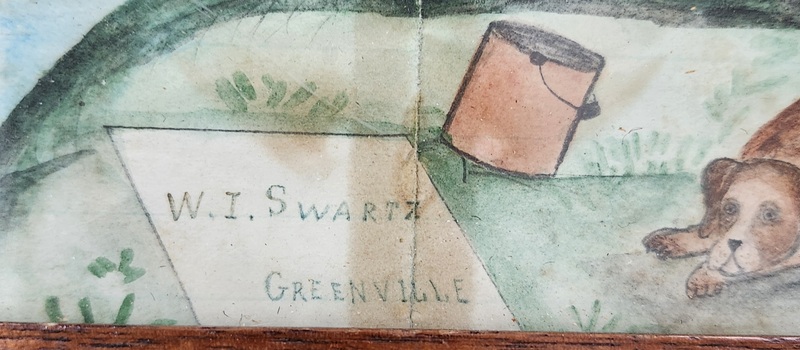 **19th C. Signed Fishing Watercolor w/Provenance