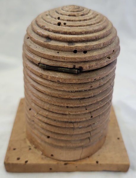 Sweet Antique Folk Art Bee Skep Form Inkwell