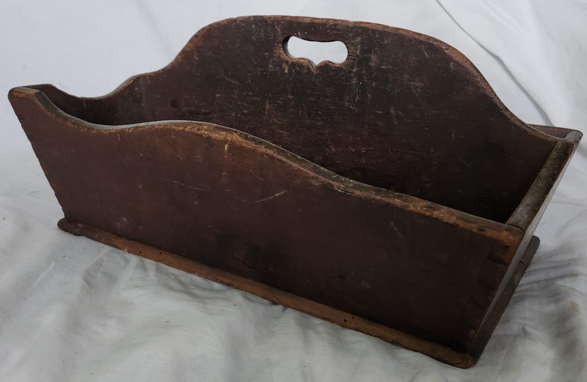 Lg. Antique PA. Cutlery Tray in Original Red Wash