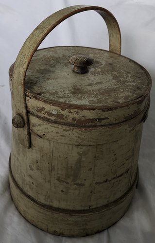 Antique Primitive Firkin in Old Putty Gray Paint