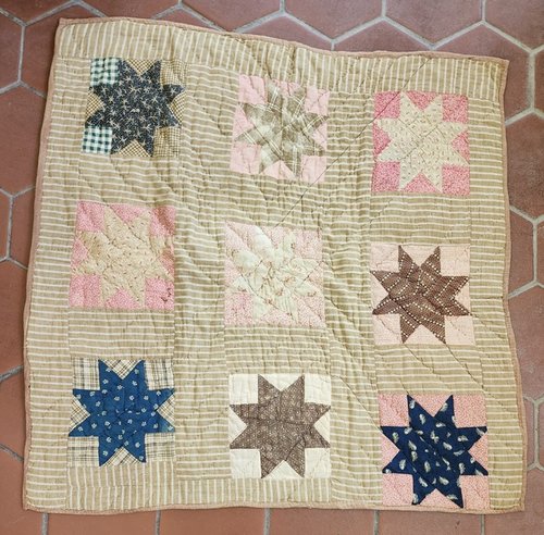 Antique Star Crib Quilt in Great Early Fabrics