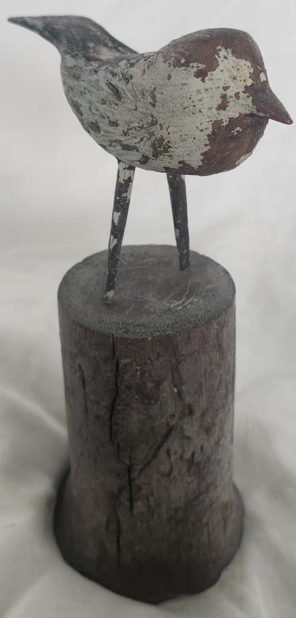 Antique Folk Art Bird with Incised Carving on Base