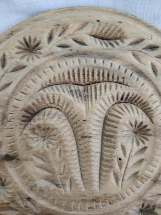 2 Antq. Flower & Fern Butter Prints by Same Hand