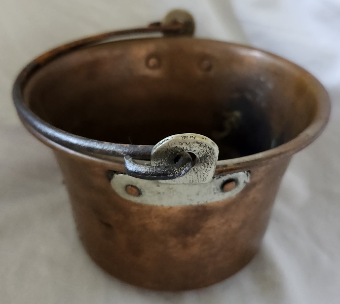 **Antique Miniature 5 5/8" Diameter Copper Bucket