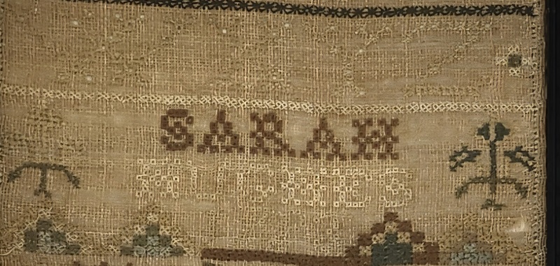 Rare 1793 Figural Sampler by Sarah Hughes