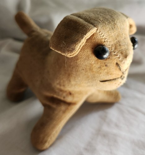 Antique Folk Art Velvet Dog Pin Cushion Whimsy
