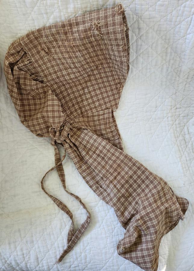 Vintage Make-Do Prairie Bonnet in Brown Plaid