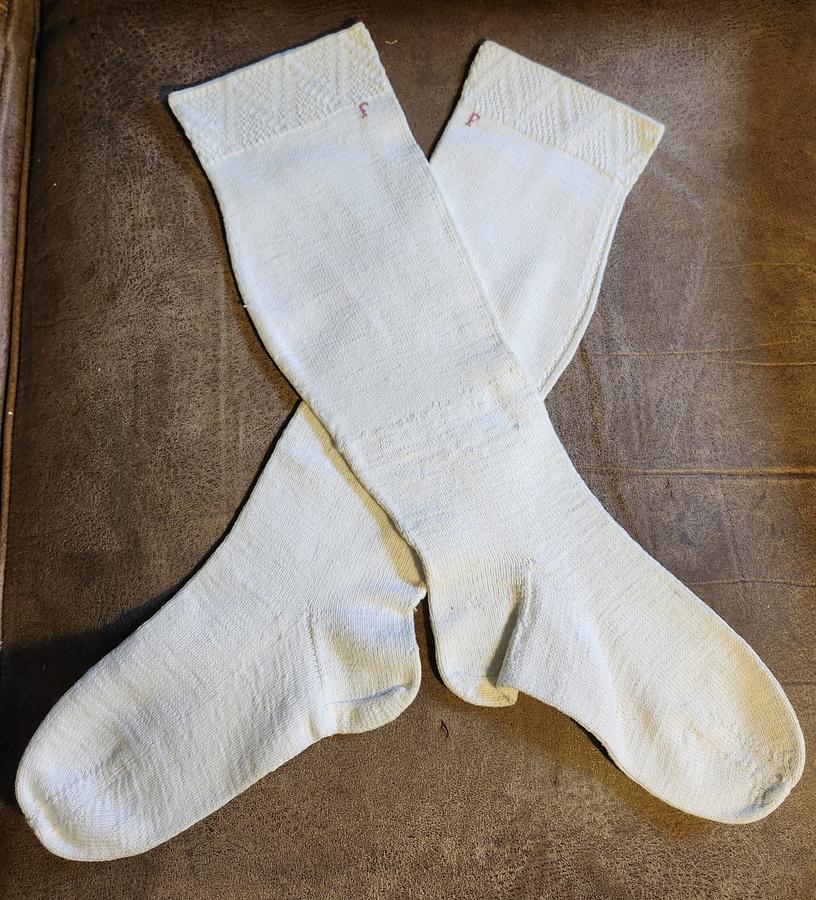 Pr. Antique PA. Wedding Socks w/Initials #2