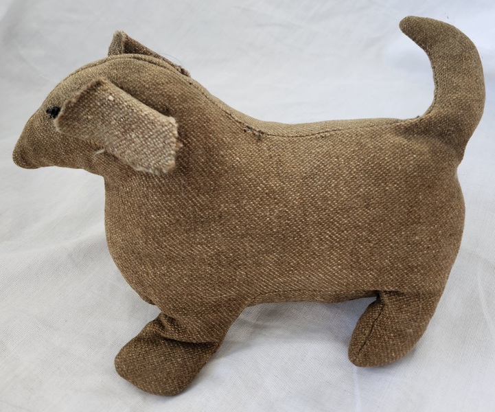 Vintage Folk Art Wool Stuffed Dachshund Dog