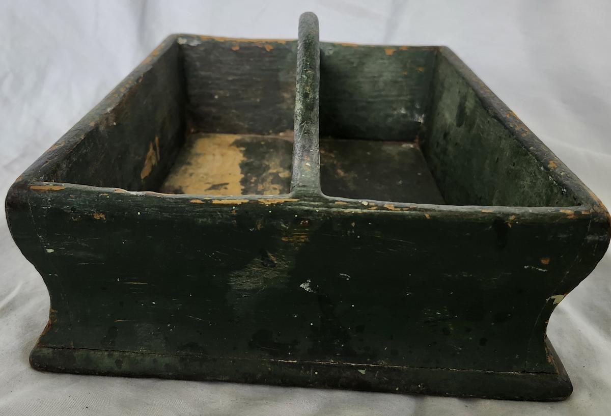 19th C. Primitive Knife Box in Old Green Paint