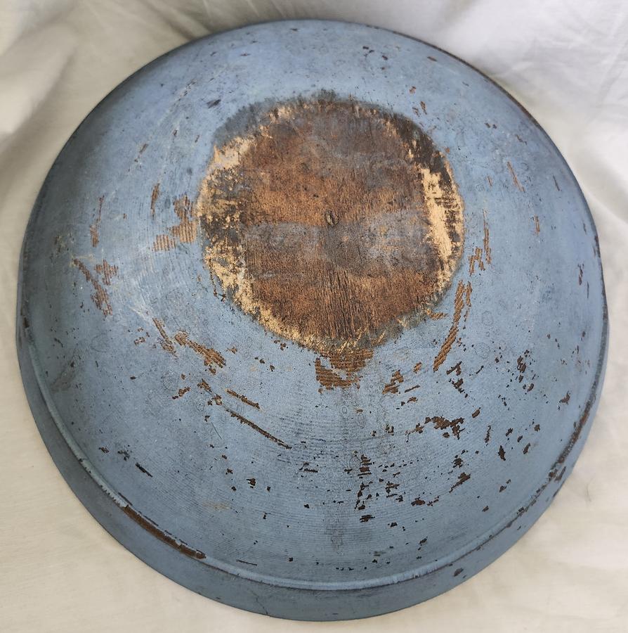 Antique PA. Dough Bowl in Orig. Blue Paint