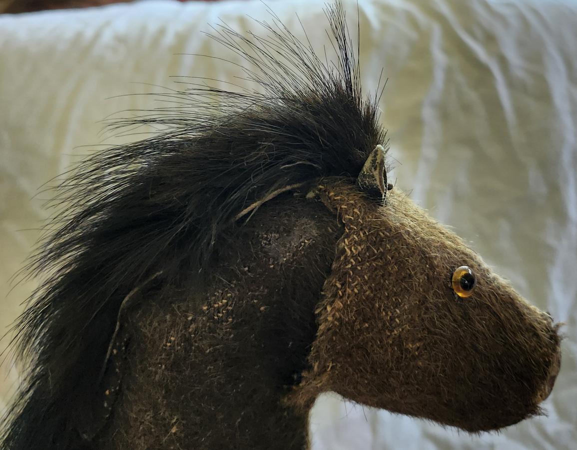 Antique Mohair Horse Pull Toy