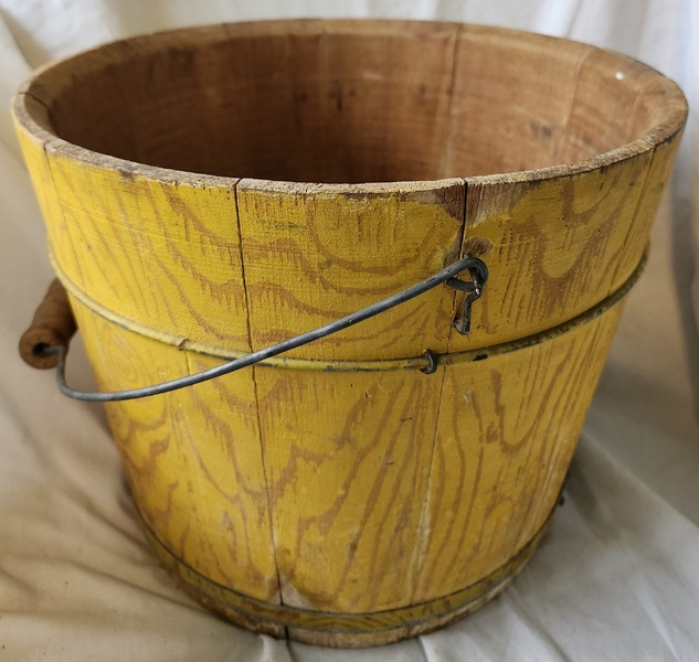 **Antique New England Grain Painted Yellow Bucket