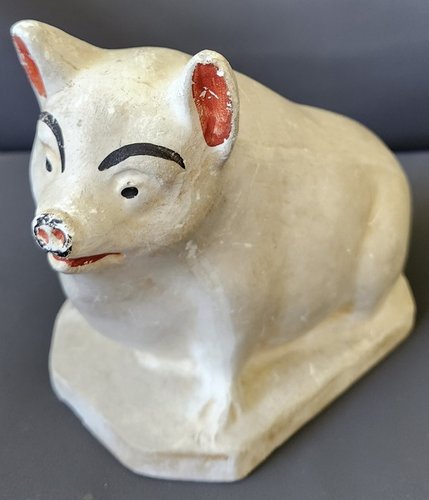 **Late 19th C. PA. Chalkware Pig Form Bank