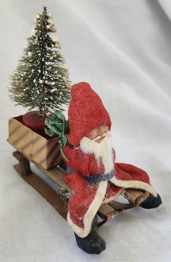 Antique German Santa on Sleigh w/Tree