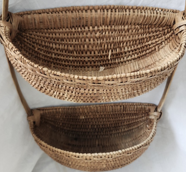 **Unusual Vintage Hanging Double Half Basket