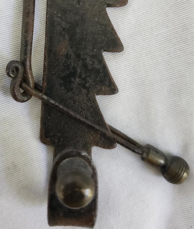 19th C. Folk Art Iron Trammel w/ Man's Face