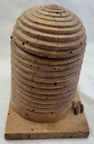 Sweet Antique Folk Art Bee Skep Form Inkwell