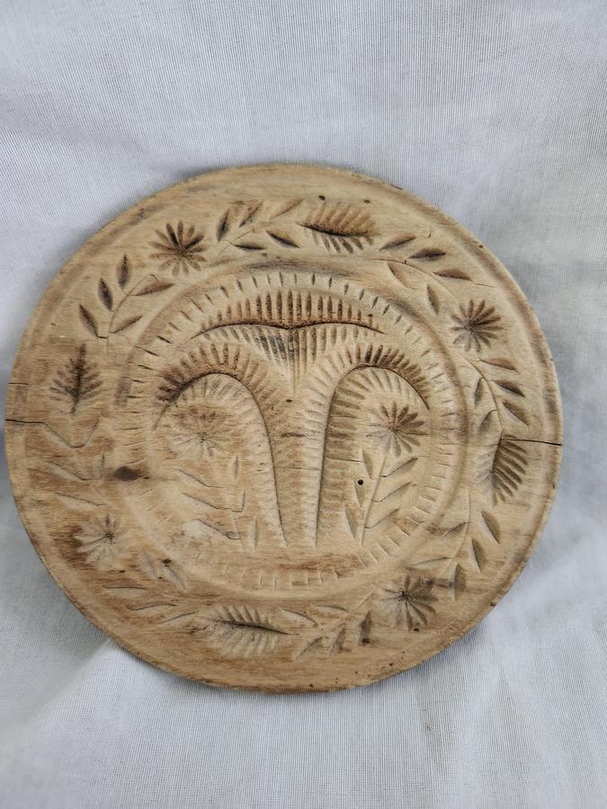 2 Antq. Flower & Fern Butter Prints by Same Hand