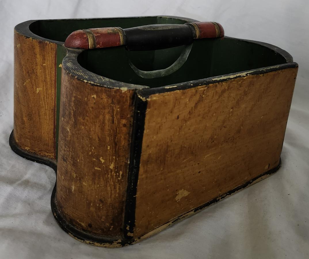 Unusual Antique Divided Tote in Original Paint