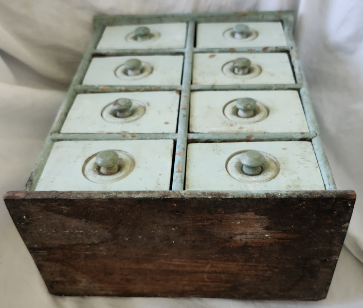 **Vintage Primitive Spice Cabinet in Old Blue Pain