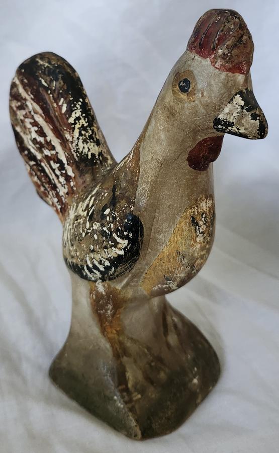 19th C. PA. Hollow Cast Chalkware Rooster #1