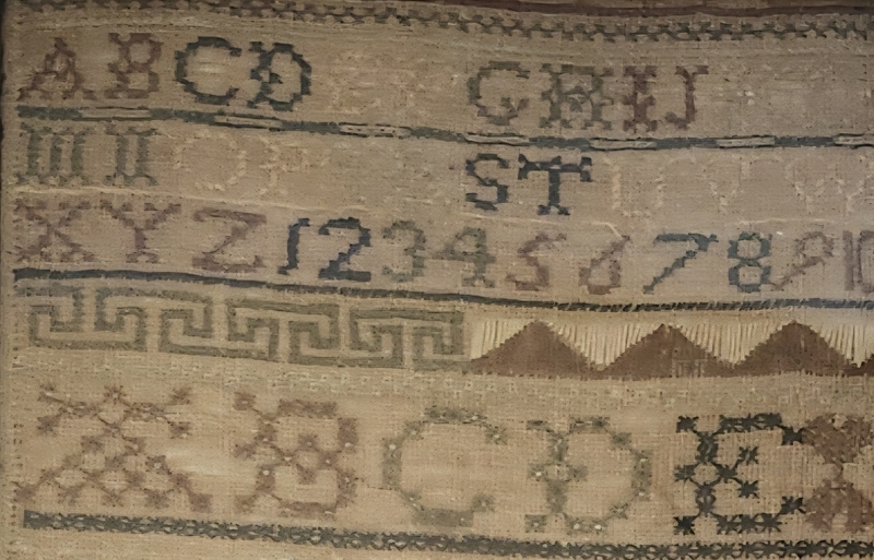 Rare 1793 Figural Sampler by Sarah Hughes