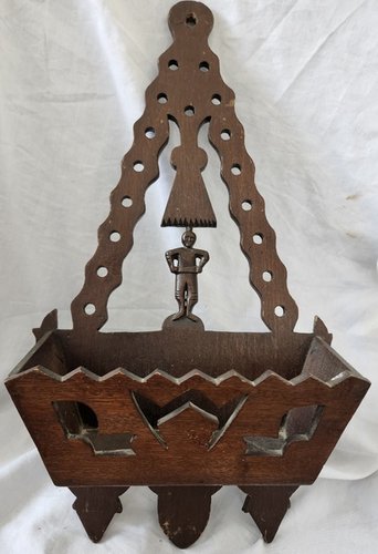 Unique Antique Folk Art Wall Box w/Carved Man