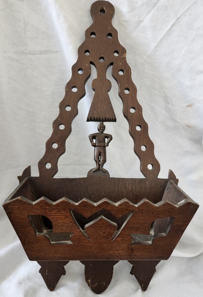 Unique Antique Folk Art Wall Box w/Carved Man