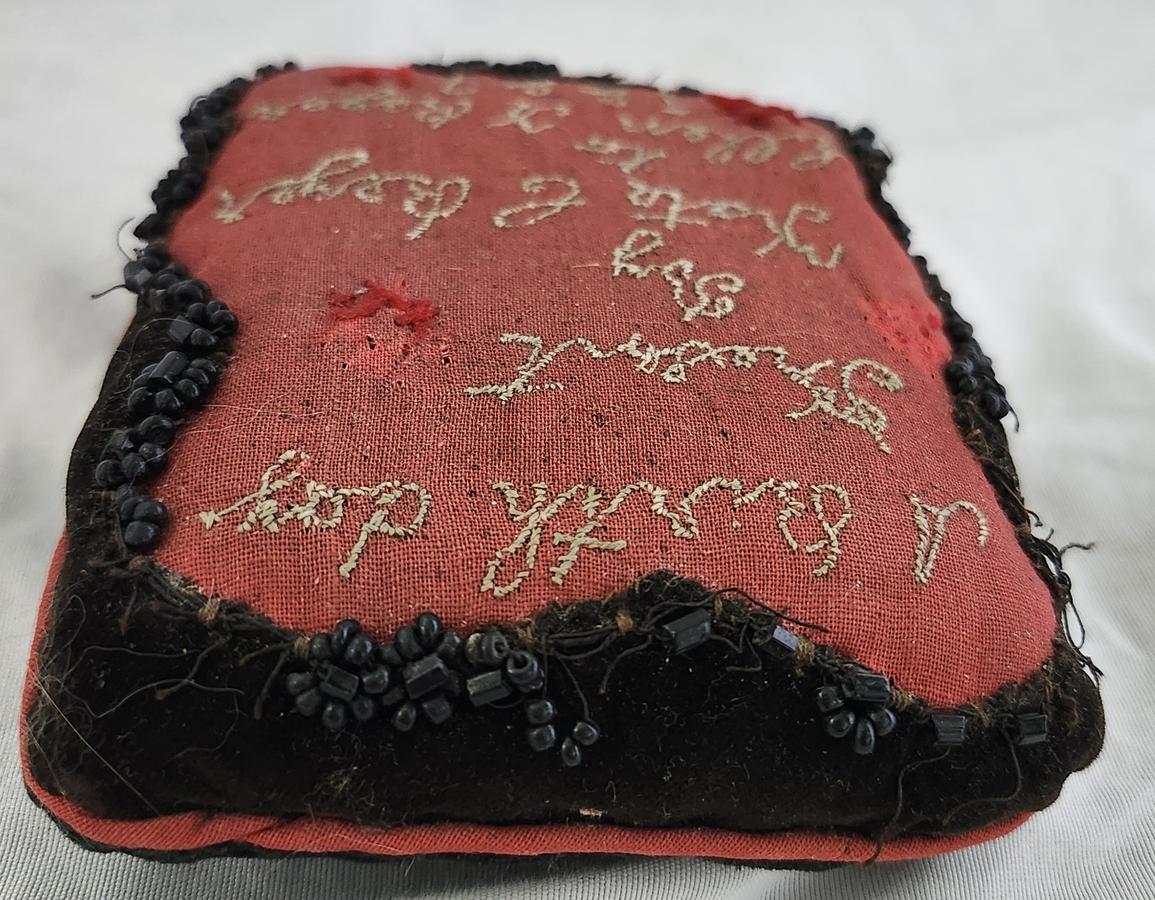 Dear Dtd. 1887 Folk Art Birthday Gift Pin Cushion