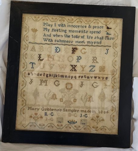 Dtd.1806 Sgnd. Sampler w/ Poem, Birds, Flowers++