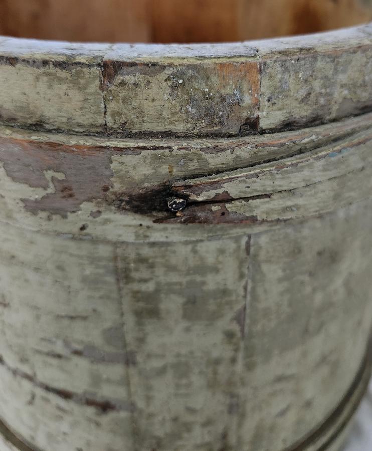 Antique Primitive Firkin in Old Putty Gray Paint