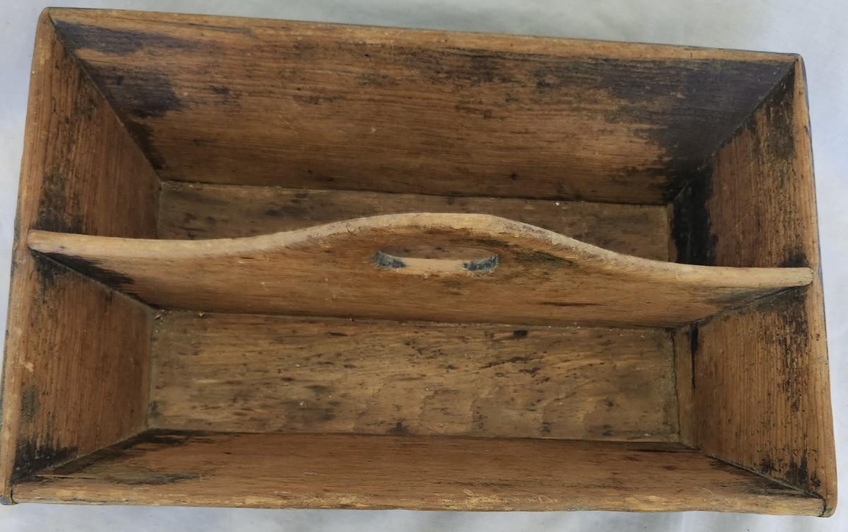 19th C. Knife Box/Cutlery Tray in Old Teal Paint