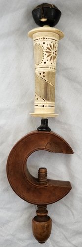 **19th C. Bone, Baleen, & Wood Sewing Clamp