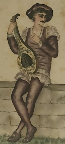 Antique Painting on Silk of Courting Scene