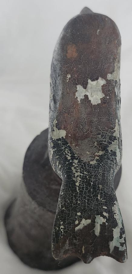 Antique Folk Art Bird with Incised Carving on Base