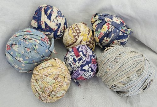 **Group of 7 Authentic Vintage Rag Balls