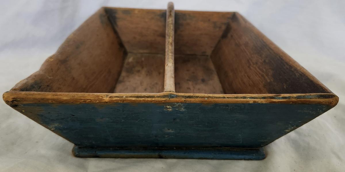 19th C. Knife Box/Cutlery Tray in Old Teal Paint