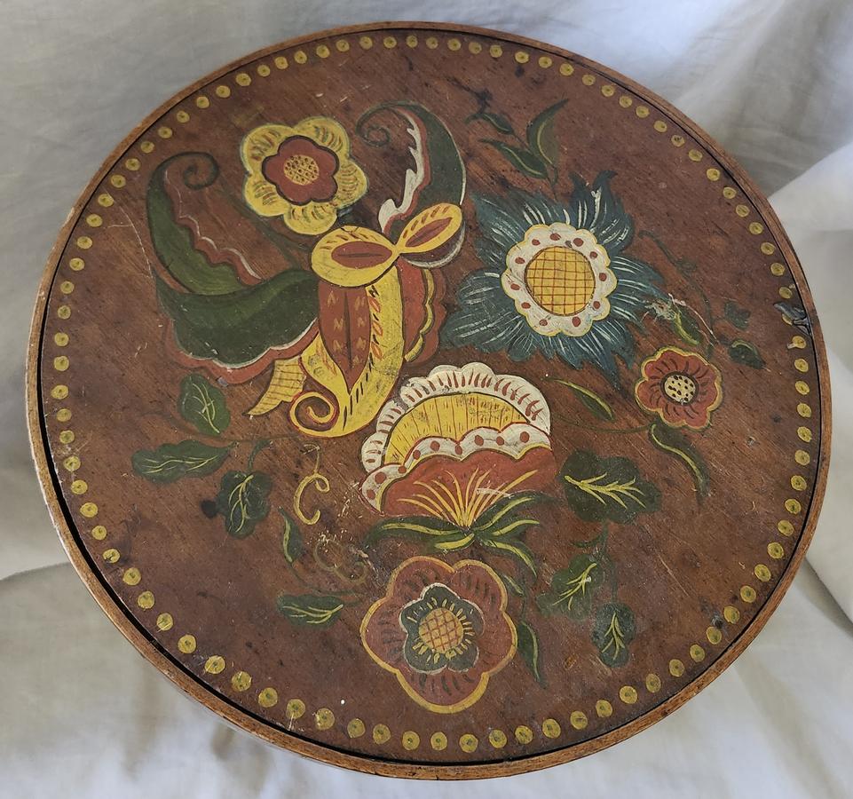 Antique Folk Art Pantry Box w/Painted Flowers